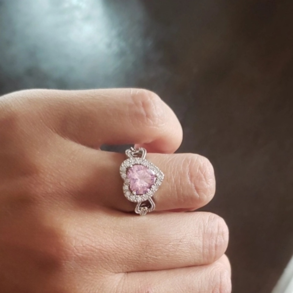 NEW PINK TOPAZ HEART RING - Picture 2 of 7